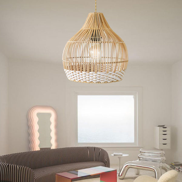 Elegante handgefertigte Rattanlampe im Retro-Stil