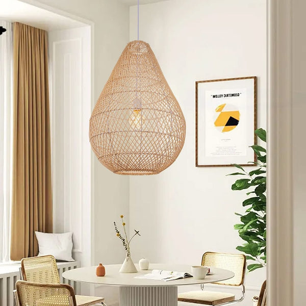 Handgemachte Rattan Träne Form Laterne Pendelleuchte Kronleuchter