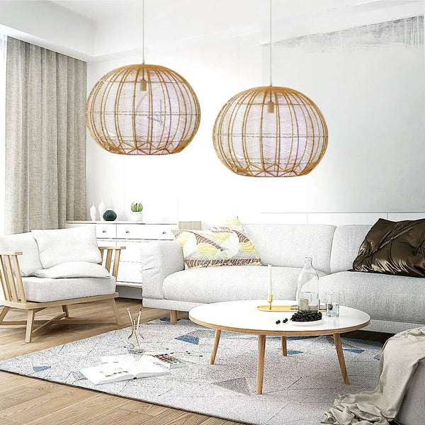 Rattan Kronleuchter Geflochtener Pendelleuchtenschirm