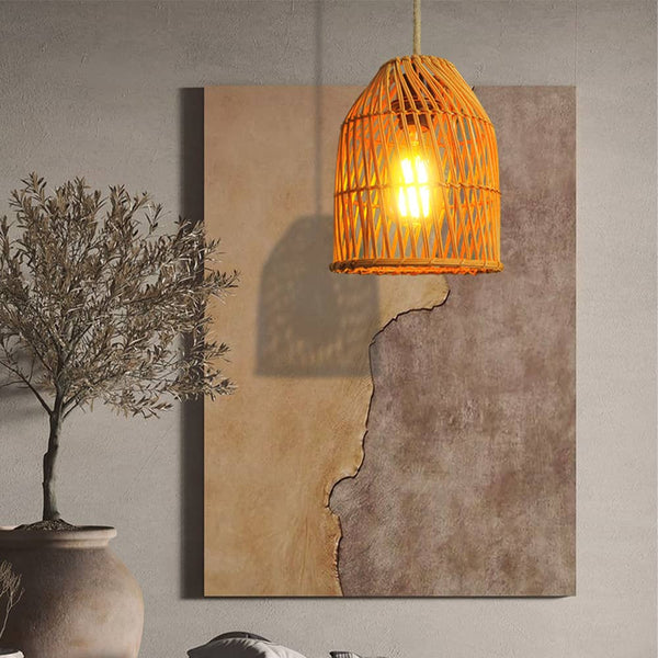 Chinesische Trommel-förmige Retro-Dining-Rattan-Kunst-Anhänger