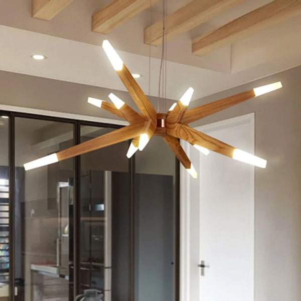 Holz Sputnik Kronleuchter Zeitgenössische Pendelleuchte